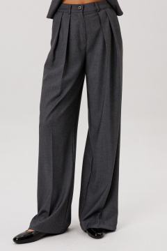 Брюки палаццо из текстиля с фукнциональными карманами, светло-серые DNM 033 серый - фото 3