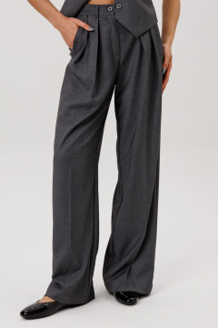 Брюки палаццо из текстиля с фукнциональными карманами, светло-серые DNM 033 серый - фото 2