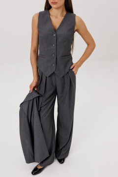 Брюки палаццо из текстиля с фукнциональными карманами, светло-серые DNM 033 серый - фото 5