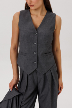Жилет из текстиля с центральной застежкой, деловой стиль DNM 034 серый - фото 2
