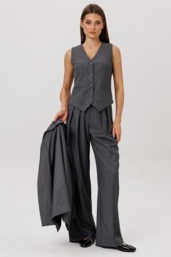 Жилет из текстиля с центральной застежкой, деловой стиль DNM 034 серый - фото 3