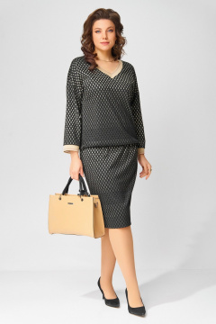 Джемпер, юбка Fita 3181 черно-бежевый - фото 2