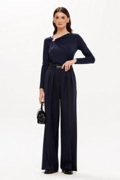 Лонгслив Nelva 23344 темно-синий - фото 2