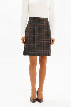 Юбка Nelva 4925 коричнево-зеленая клетка - фото 1