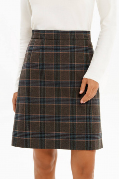 Юбка Nelva 4925 коричнево-зеленая клетка - фото 3