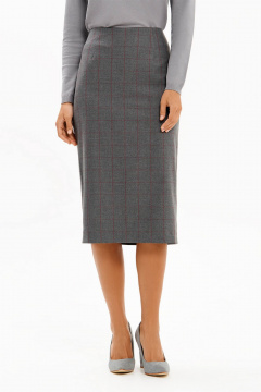 Юбка Nelva 4929 серый бордовая клетка - фото 3