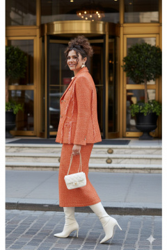 Жакет, юбка Vittoria Queen 26593 оранжевый - фото 3