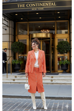 Жакет, юбка Vittoria Queen 26593 оранжевый - фото 2