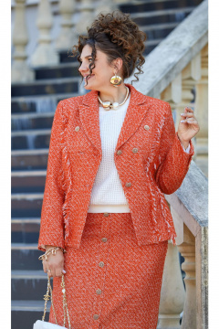 Жакет, юбка Vittoria Queen 26593 оранжевый - фото 4