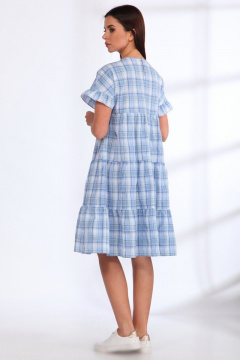 Летнее хлопковое платье с объемными воланами и рукавом-рюшей Angelina & Сo 537/1 голубой - фото 4