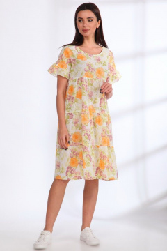 Летний комплект блуза и юбка-брюки в бирюзовом стиле Angelina & Сo 538 желтые_цветы - фото 3