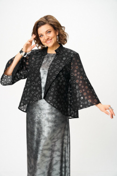 Блуза, платье Koketka i K 1320 серебристый+черный - фото 3