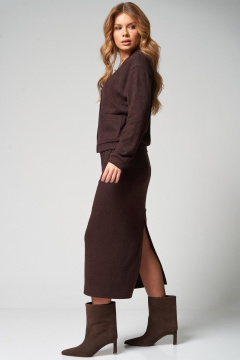 Джемпер, юбка Laikony L-283 шоколадный - фото 3