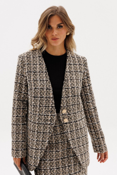 Жакет EOLA 2954 бежево-черная_клетка - фото 1