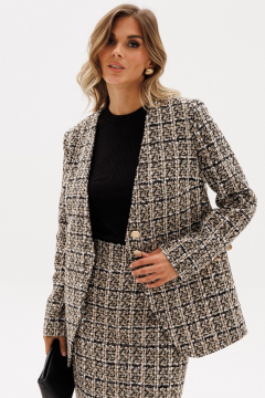 Жакет EOLA 2954 бежево-черная_клетка - фото 4