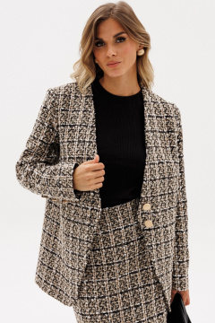 Жакет EOLA 2954 бежево-черная_клетка - фото 2