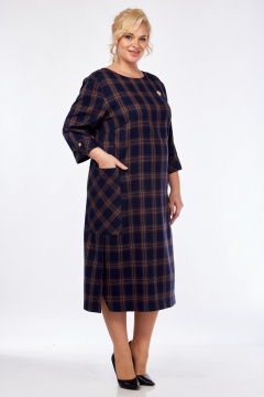 Платье СиБон 0229 синий_рыжий - фото 1