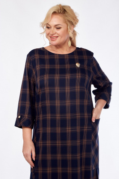 Платье СиБон 0229 синий_рыжий - фото 2