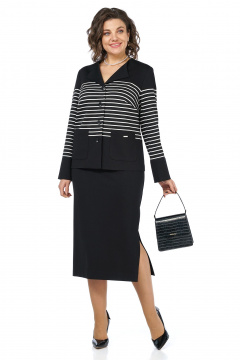 Жакет, юбка Alani Collection 2465 черный-полоска - фото 5