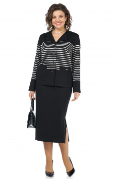 Жакет, юбка Alani Collection 2465 черный-полоска - фото 2