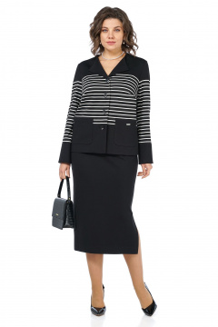 Жакет, юбка Alani Collection 2465 черный-полоска - фото 1