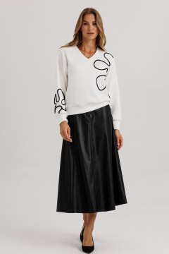 Джемпер, юбка Ларс Стиль 1143 молочный-черный - фото 1