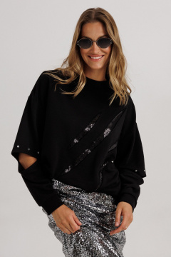 Джемпер, юбка Ларс Стиль 1147 черный-серебро - фото 4