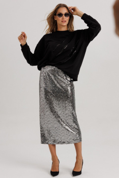 Джемпер, юбка Ларс Стиль 1147 черный-серебро - фото 3