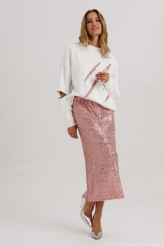 Джемпер, юбка Ларс Стиль 1149  молочный-розовый - фото 3