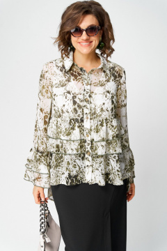 Блуза EVA GRANT 7221 принт_олива - фото 1