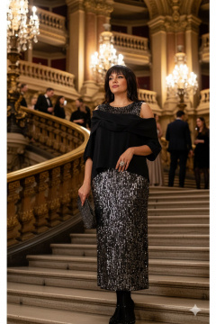 Блуза, юбка Vittoria Queen 27283 черный - фото 1