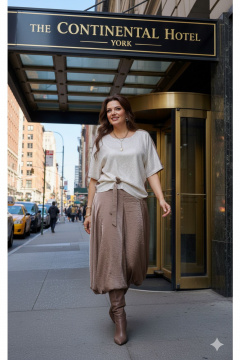 Блуза, брюки Vittoria Queen 27363 бежево-коричневый - фото 3