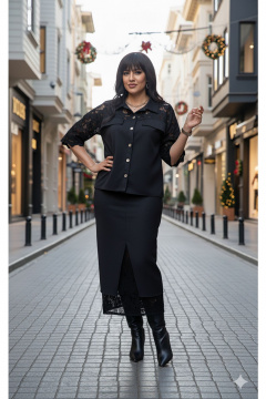 Блуза, юбка Vittoria Queen 27513 черный - фото 3