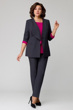 Брюки, жакет, топ Мишель стиль 1145-1 графит+фуксия - фото 4