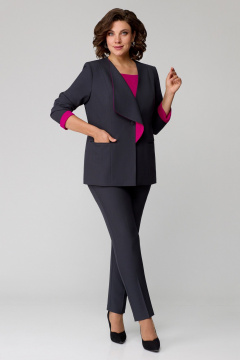 Брюки, жакет, топ Мишель стиль 1145-1 графит+фуксия - фото 2