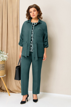 Блуза, брюки, жакет VOLNA 1398 темно-мятный - фото 2