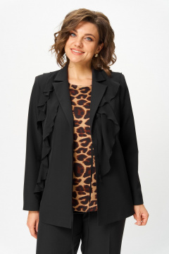 Блуза, брюки, жакет Vilena 1121 черный_леопард - фото 4