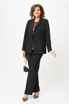 Блуза, брюки, жакет Vilena 1121 черный_леопард - фото 1