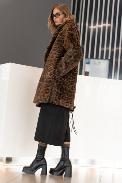 Пальто женское из искусственного меха с принтом леопард SILVERSPICE S-2532 леопард - фото 2
