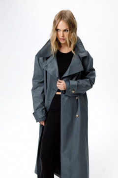 Тренч PiRS 6214 серо-бирюзовый - фото 3