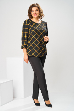 Блуза, брюки Romanovich Style 2-1269 горчица/черный - фото 4