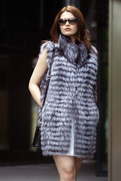 Жилет из меха замшей и кожи с прорезными карманами Мехофф Жилет171.62-06 серебристо-черный - фото 2