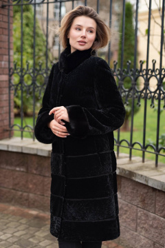 Пальто из овчины астраган с норковой опушкой и воротником Мехофф Линия19.12-12 черный - фото 5