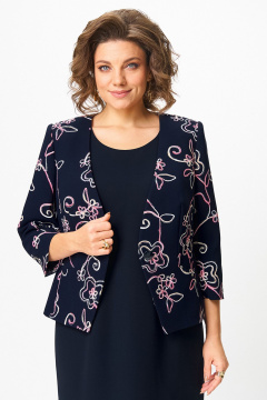 Жакет, платье Zlata 4460 синий_цветы - фото 3