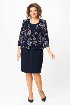 Жакет, платье Zlata 4460 синий_цветы - фото 1