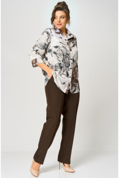 Блуза БелЭльСтиль 877-3_26_22 бежево-коричневый - фото 4