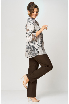 Блуза, брюки БелЭльСтиль 877- 3_26_22+609-3_23_22 бежево-коричневый - фото 4
