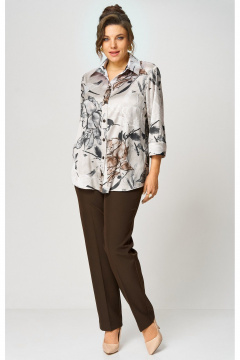 Блуза, брюки БелЭльСтиль 877- 3_26_22+609-3_23_22 бежево-коричневый - фото 2