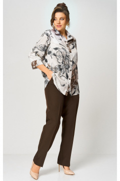 Блуза, брюки БелЭльСтиль 877- 3_26_22+609-3_23_22 бежево-коричневый - фото 1