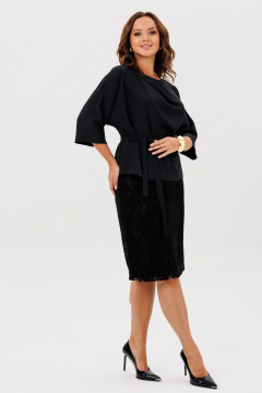 Блуза, юбка TVIN 7886 черный - фото 4